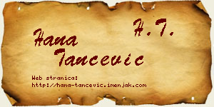Hana Tančević vizit kartica